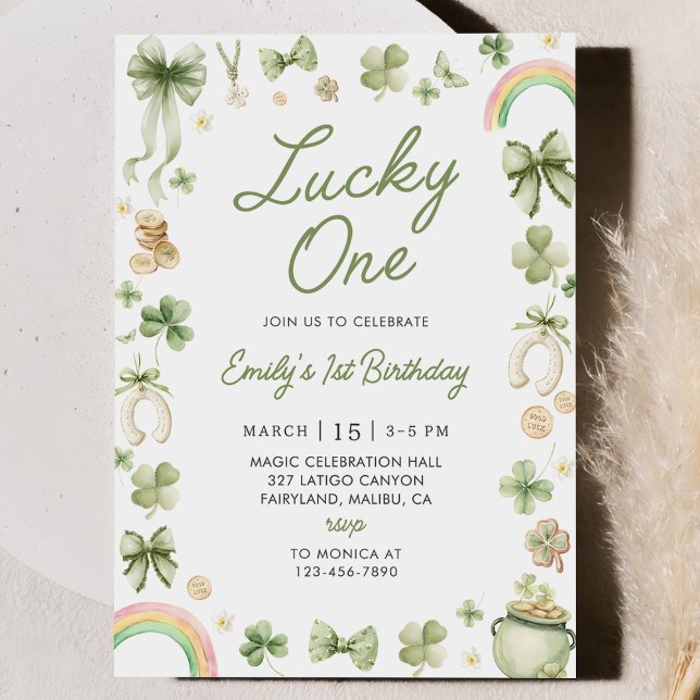 Lucky One 1-års födelsedagsinbjudan St Patrick's D Inbjudningar (Skapare uppladdad)