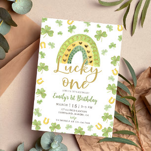Lucky One 1-års födelsedagsinbjudan till St Patric Inbjudningar