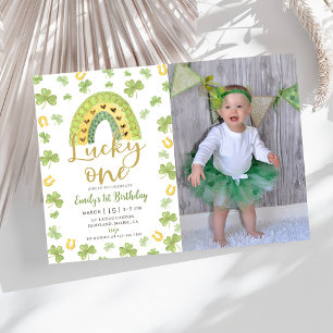 Lucky One 1-års födelsedagsinbjudan till St Patric Inbjudningar