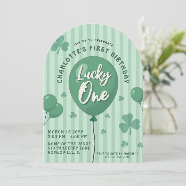Lucky One 1-årsdag St Patricks Day Ballong Inbjudningar (Stående Fram)