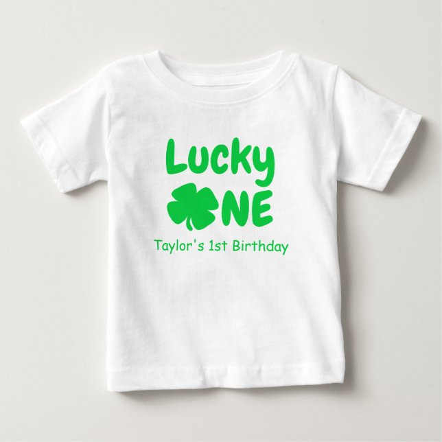 Lucky One 1st Birthday Baby T-Shirt (Framsida)