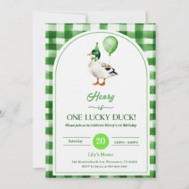 Lucky One 1st Birthday Invitation Duck & Shamrock Inbjudningar
