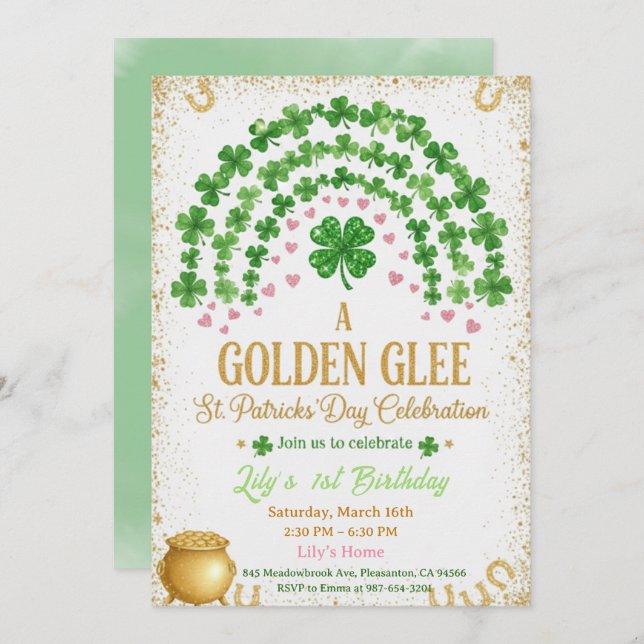 Lucky One 1st Birthday Invitation Inbjudningar (Fram/baksida)