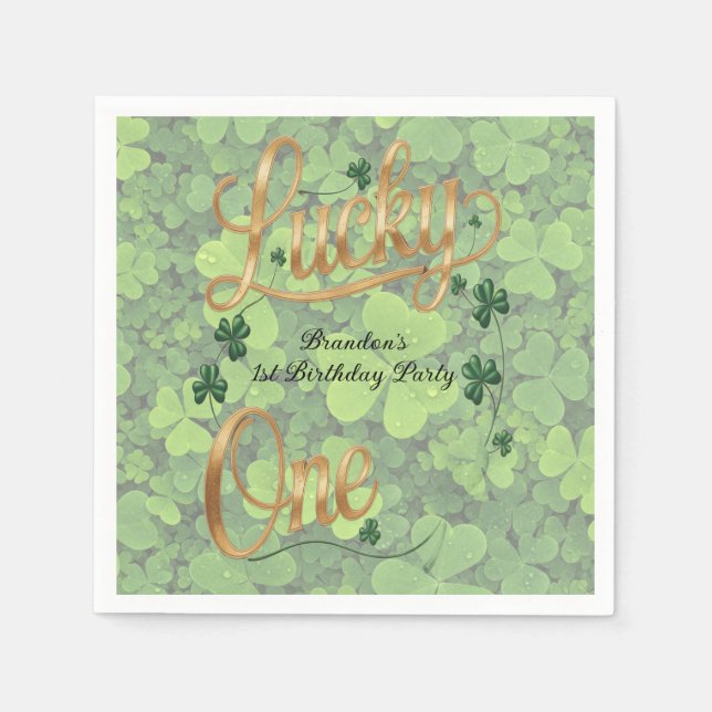 Lucky One 1st. Birthday Party Pappersservett (Framsidan)