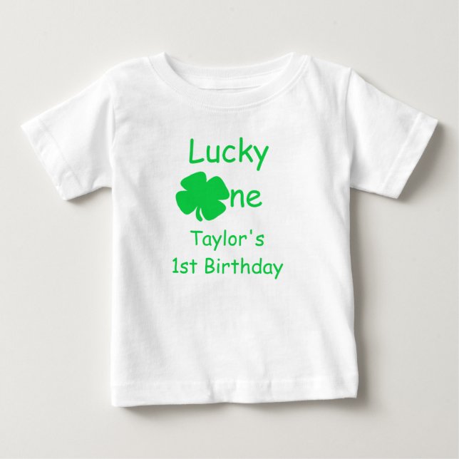 Lucky One 1st Birthday T Shirt (Framsida)