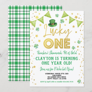 Lucky One Baby första födelsedag St patrick's day Inbjudningar