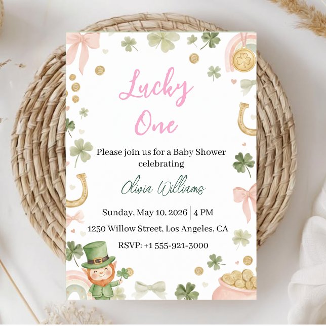Lucky One Baby Shower Invitation Shamrock Theme Inbjudningar (Skapare uppladdad)