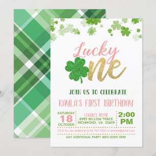Lucky One Birthday bjudande - Girl Inbjudningar