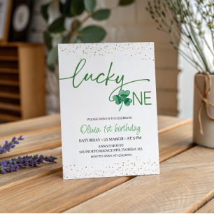 Lucky One Birthday bjudande, St. Patricks Thmet Inbjudningar