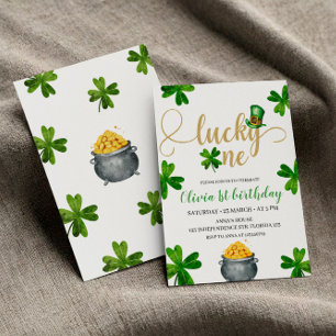 Lucky One Birthday bjudande, St. Patricks Thmet Inbjudningar