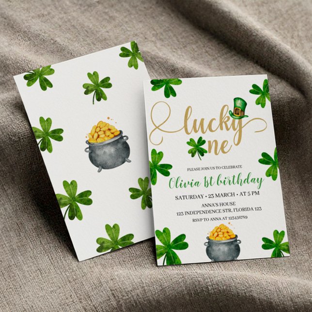 Lucky One Birthday bjudande, St. Patricks Thmet Inbjudningar (Skapare uppladdad)