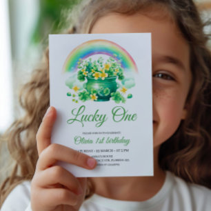 Lucky One Birthday bjudande, St. Patricks Thmet Inbjudningar