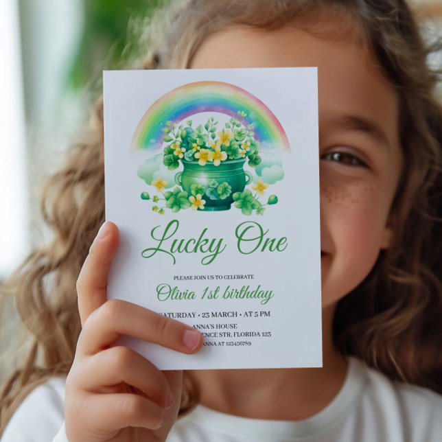 Lucky One Birthday bjudande, St. Patricks Thmet Inbjudningar (Skapare uppladdad)