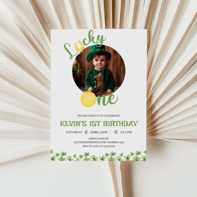 Lucky One Birthday bjudande, St. Patricks Thmet Inbjudningar (Skapare uppladdad)