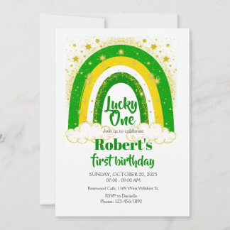 Lucky One Birthday, Shamrock Birthday Invite Inbjudningar