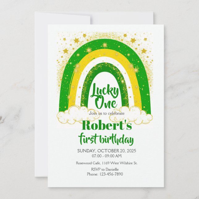 Lucky One Birthday, Shamrock Birthday Invite Inbjudningar (Framsida)