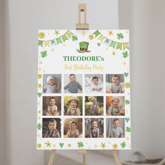 Lucky One Boy Birthday Photo Milestone-skylt Poster (Skapare uppladdad)