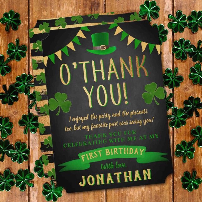 Lucky One Chalkboard 1:a födelsedagen Tack Kort (Skapare uppladdad)