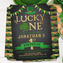 Lucky One Chalkboard 1:a födelsedagsinbjudan