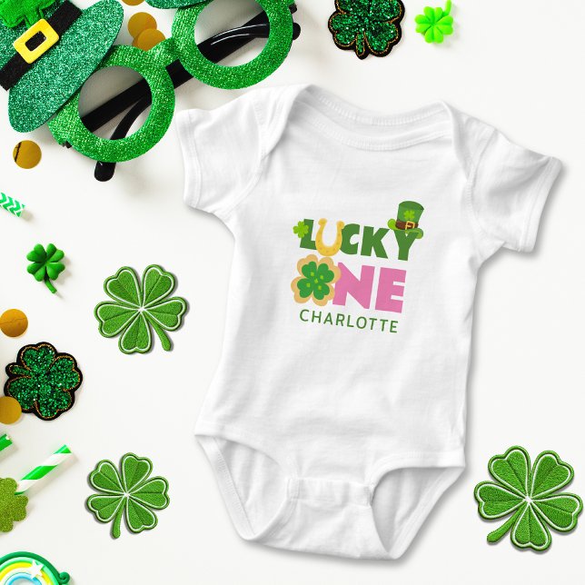 Lucky One Cute 1st Birthday Girl St. Patrick's Day T Shirt (Skapare uppladdad)