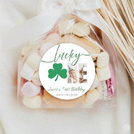 Lucky One First Birthday Shamrock Photo Sticker Runt Klistermärke