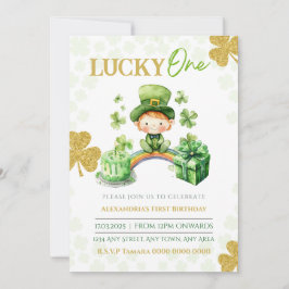 Lucky One First Birthday St Patricks Inbjudningar