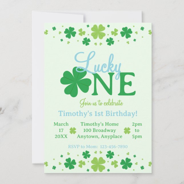 Lucky One Första 1:a födelsedagsfesten Inbjudningar (Framsida)