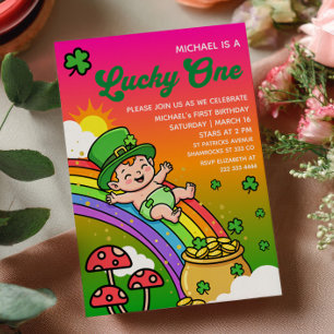 Lucky One Gradient St.Patrick's Day 1-årsdag Inbjudningar
