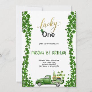 LUCKY ONE GREEN BIRTHDAY PARTY Invitation Inbjudningar