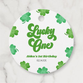 Lucky One Green Shamrock Clover 1st Birthday Party Gåvor Etiketter