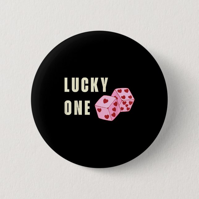 Lucky One Heart Dice Couples Matching Valentines D Knapp (Framsida)