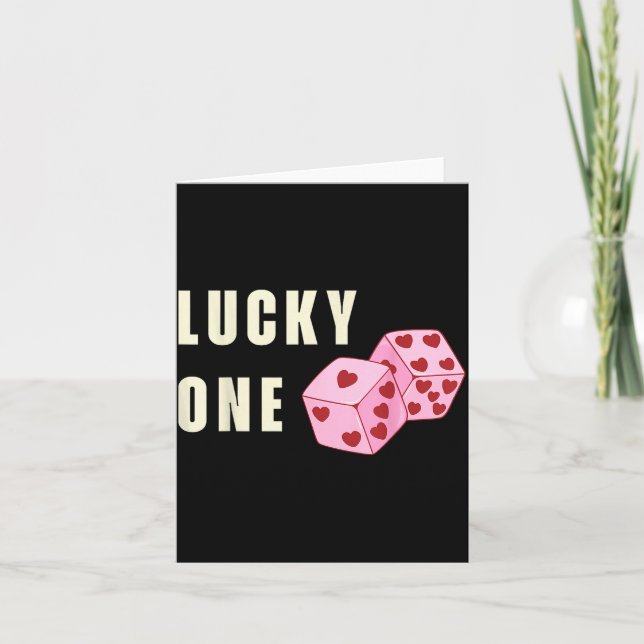 Lucky One Heart Dice Couples Matching Valentines D Kort (Framsida)