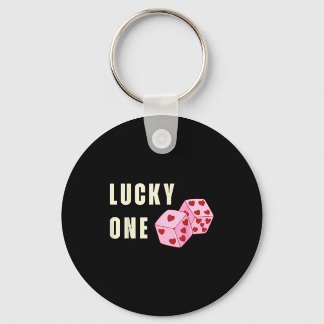 Lucky One Heart Dice Couples Matching Valentines D Nyckelring (Framsida)