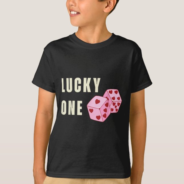 Lucky One Heart Dice Couples Matching Valentines D T Shirt (Framsida)
