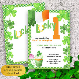 Lucky One Irish Thned First Födelsedagsfest Inbjudningar