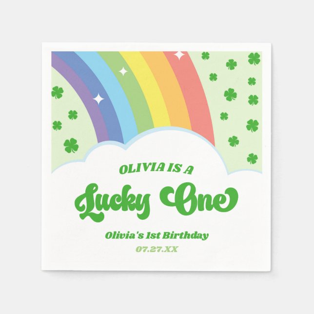 Lucky One Lucky Charm Rainbow 1 Birthday Party Pappersservett (Framsidan)