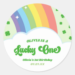 Lucky One Lucky Charm Rainbow 1 Birthday Party Runt Klistermärke