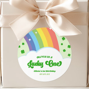 Lucky One Lucky Charm Rainbow 1 Birthday Party Runt Klistermärke