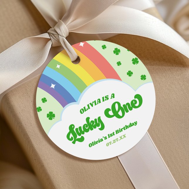 Lucky One Lucky Charm Regnbåge 1-års födelsedagsfe Gåvor Etiketter (Skapare uppladdad)