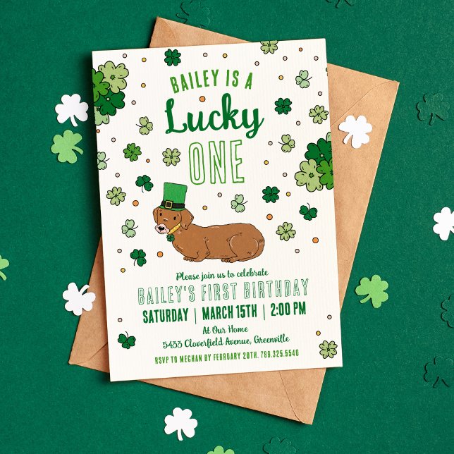Lucky One March First Birthday Inbjudningar (Skapare uppladdad)