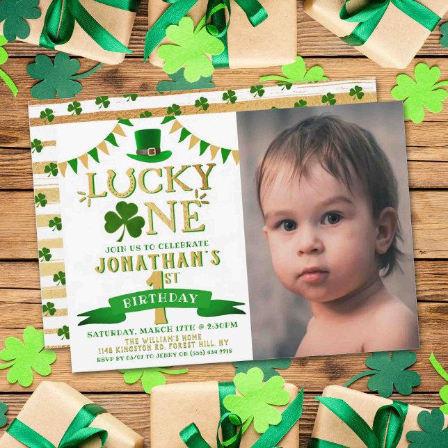 Lucky One Photo 1st Birthday-inbjudningar Inbjudningar (Skapare uppladdad)