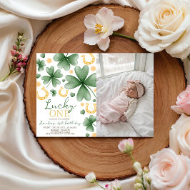 Lucky One Photo 1st Birthday Invitation Inbjudningar