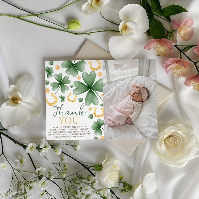 Lucky One Photo Thank You Card Inbjudningar (Skapare uppladdad)