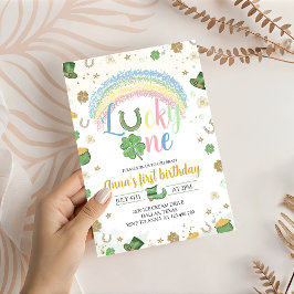 Lucky One Rainbow Birthday Invitation Inbjudningar