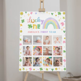 Lucky One Rainbow Birthday Photo Milestone-signatu Poster