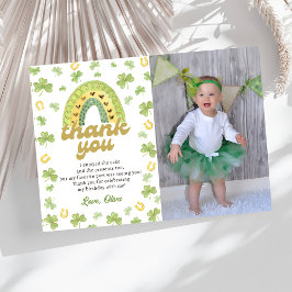Lucky One Rainbow Birthday Photo Thank You Card Tack Kort