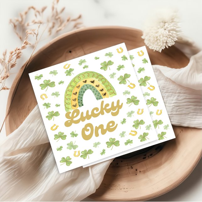 Lucky One Rainbow Birthday Shamrock Napkins Pappersservett (Skapare uppladdad)