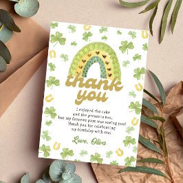 Lucky One Rainbow Shamrock Birthday Thank You Card Tack Kort
