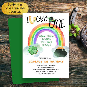 Lucky One Rainbow Shamrock Pot of Guld Birthday Inbjudningar