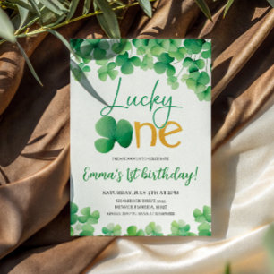 Lucky One Shamrock 1st Birthday Inbjudningar